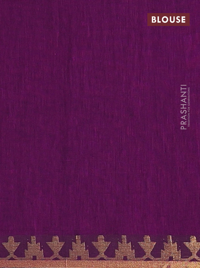 Bengal soft cotton saree purple with plain body and zari woven border