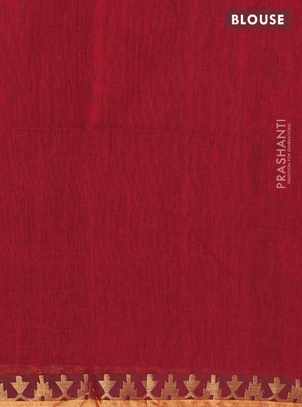 Bengal soft cotton saree maroon with plain body and zari woven border