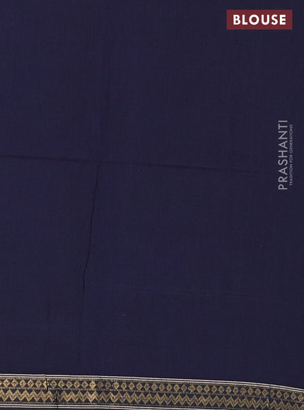 Bengal soft cotton saree navy blue with plain body and zari woven border