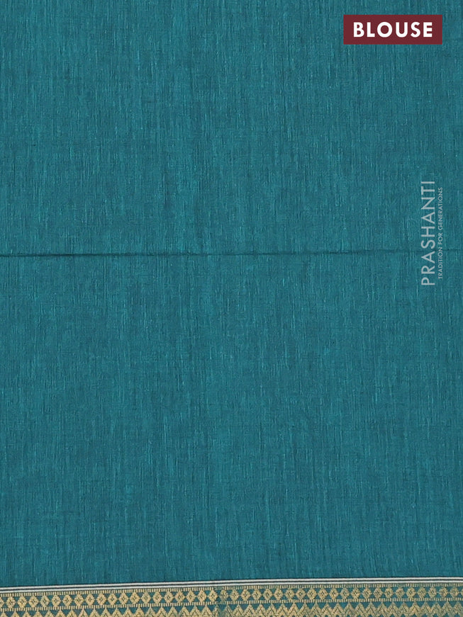 Bengal soft cotton saree peacock green with plain body and zari woven border