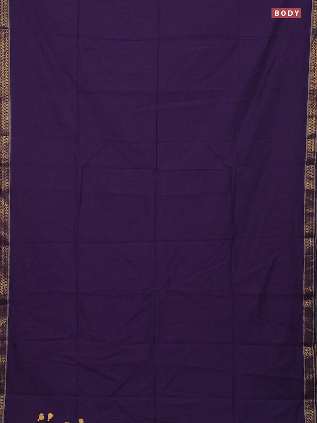 Bengal soft cotton saree violet with plain body and zari woven border