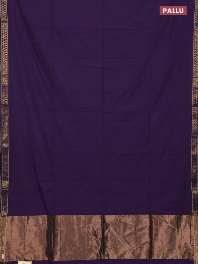 Bengal soft cotton saree violet with plain body and zari woven border
