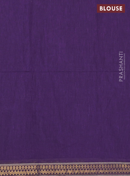 Bengal soft cotton saree violet with plain body and zari woven border