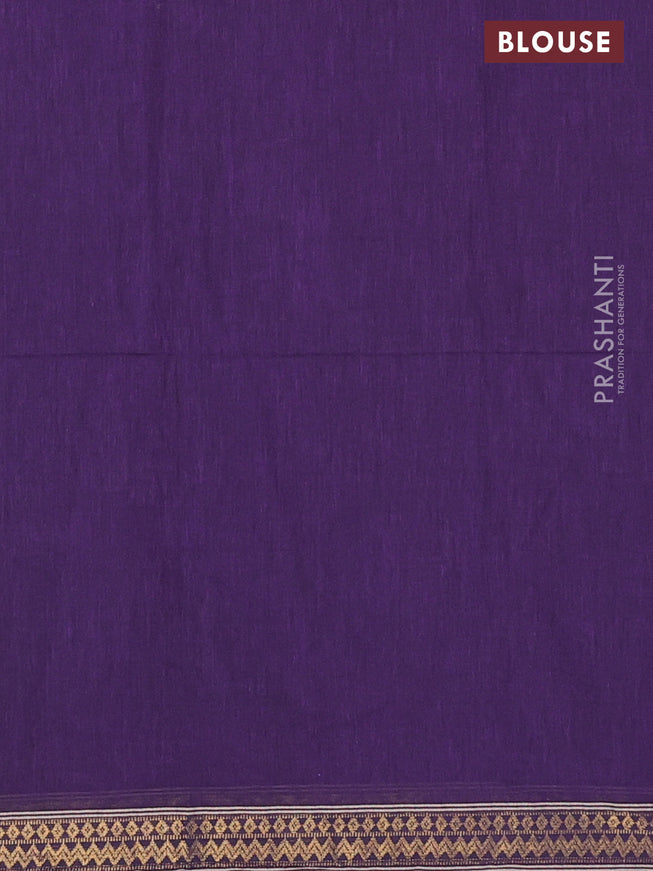Bengal soft cotton saree violet with plain body and zari woven border