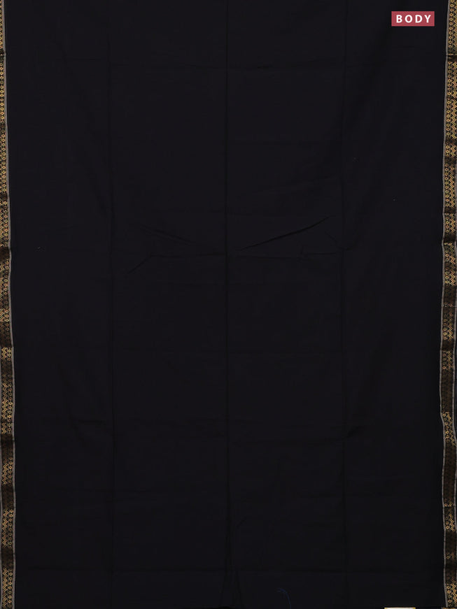 Bengal soft cotton saree black with plain body and zari woven border