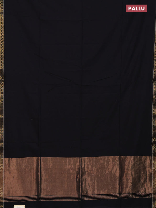 Bengal soft cotton saree black with plain body and zari woven border