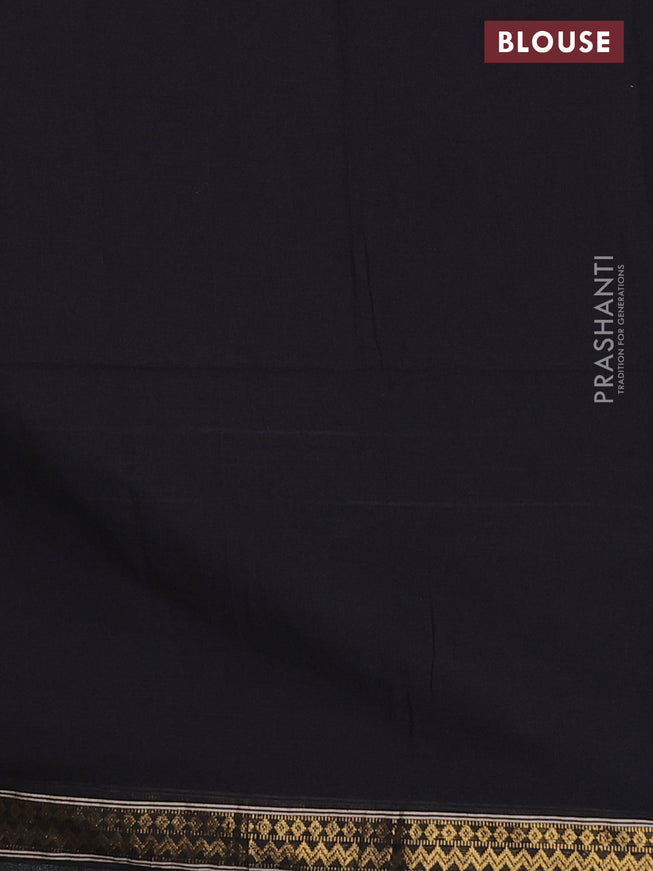 Bengal soft cotton saree black with plain body and zari woven border