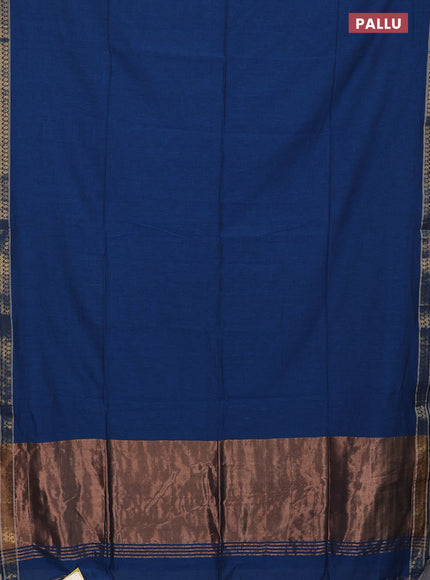 Bengal soft cotton saree cs blue with plain body and zari woven border