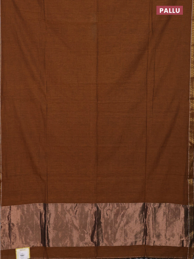 Bengal soft cotton saree dark mustard with plain body and zari woven border