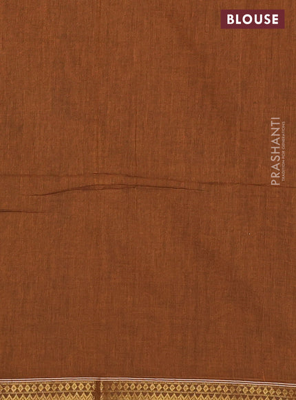 Bengal soft cotton saree dark mustard with plain body and zari woven border