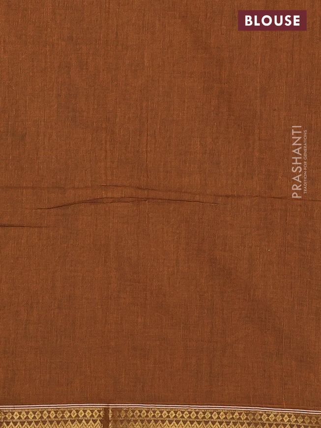 Bengal soft cotton saree dark mustard with plain body and zari woven border