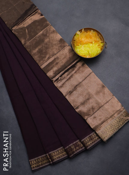 Bengal soft cotton saree deep wine with plain body and zari woven border