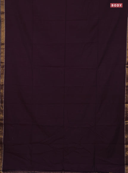 Bengal soft cotton saree deep wine with plain body and zari woven border