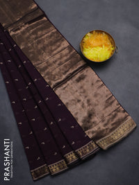 Bengal soft cotton saree wine shade with thread woven buttas and zari woven border