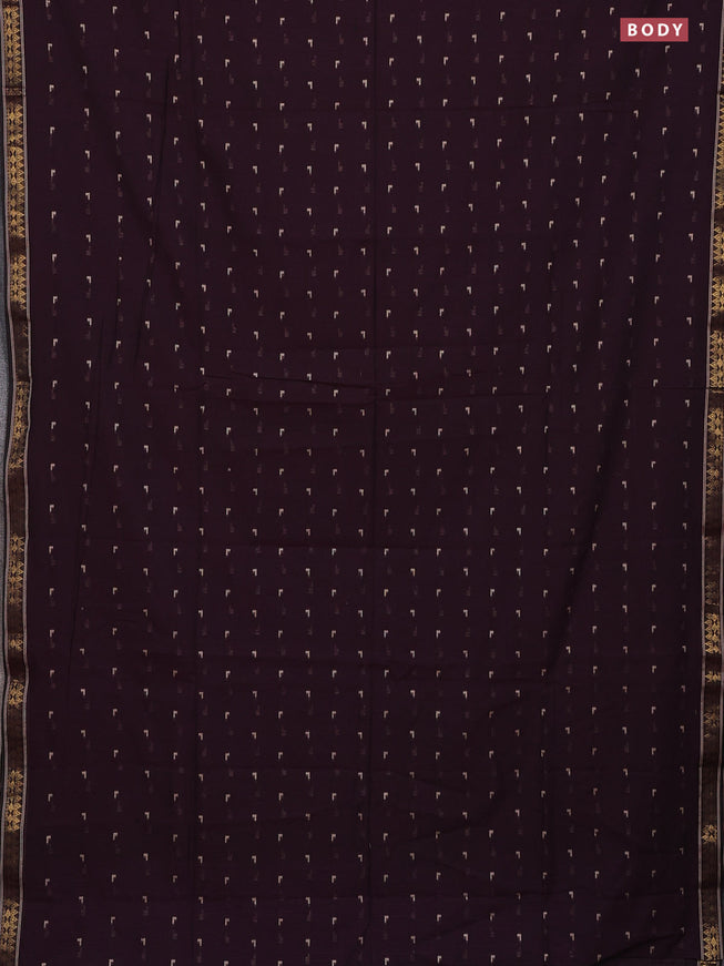 Bengal soft cotton saree wine shade with thread woven buttas and zari woven border