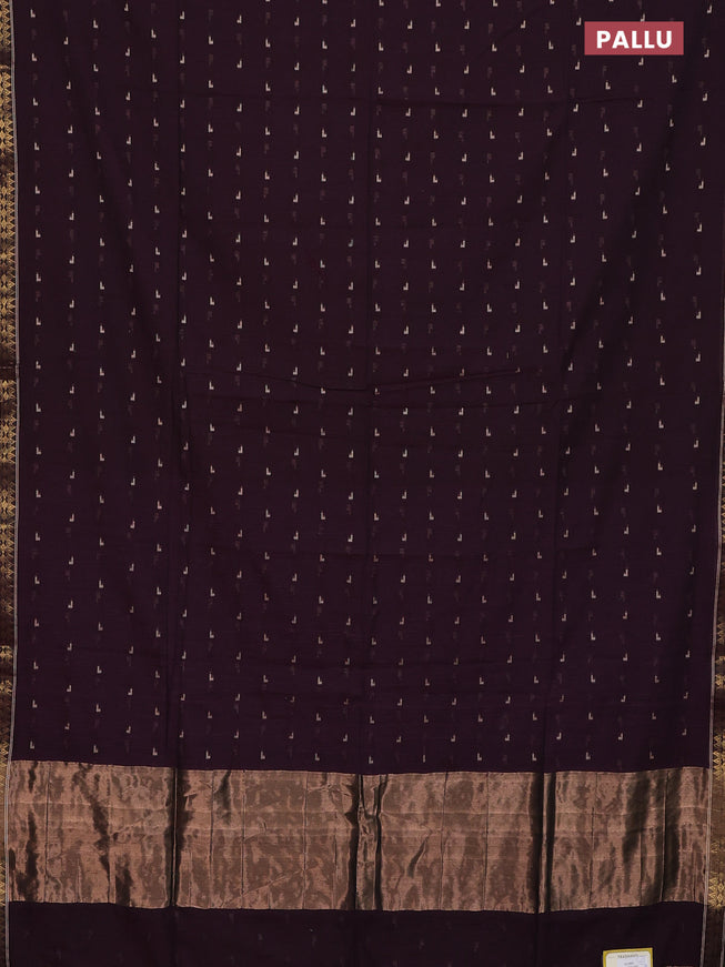 Bengal soft cotton saree wine shade with thread woven buttas and zari woven border