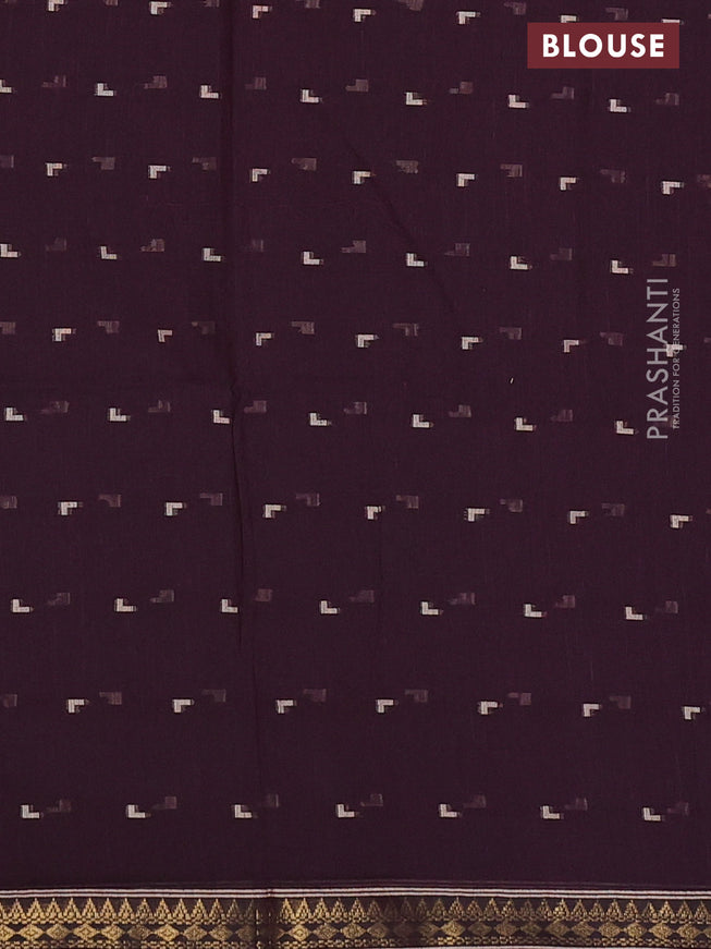 Bengal soft cotton saree wine shade with thread woven buttas and zari woven border