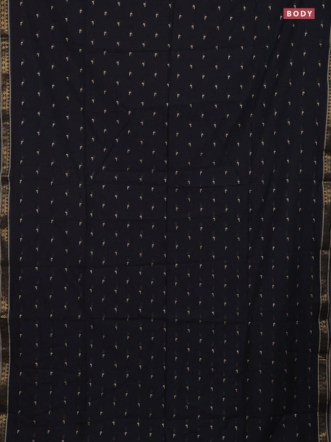 Bengal soft cotton saree black with thread woven buttas and zari woven border