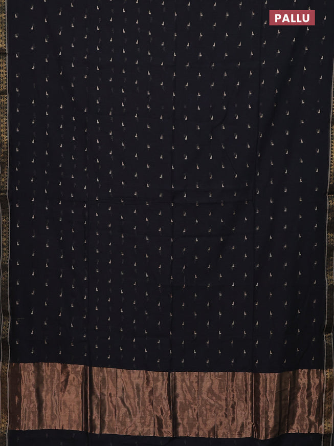 Bengal soft cotton saree black with thread woven buttas and zari woven border