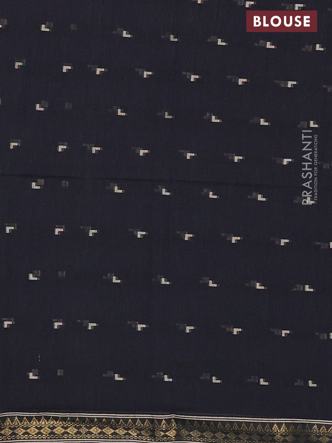 Bengal soft cotton saree black with thread woven buttas and zari woven border