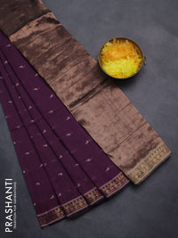 Bengal soft cotton saree magenta pink with thread woven buttas and zari woven border