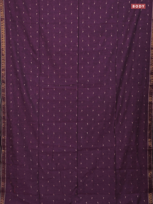 Bengal soft cotton saree magenta pink with thread woven buttas and zari woven border