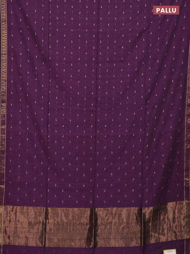 Bengal soft cotton saree magenta pink with thread woven buttas and zari woven border