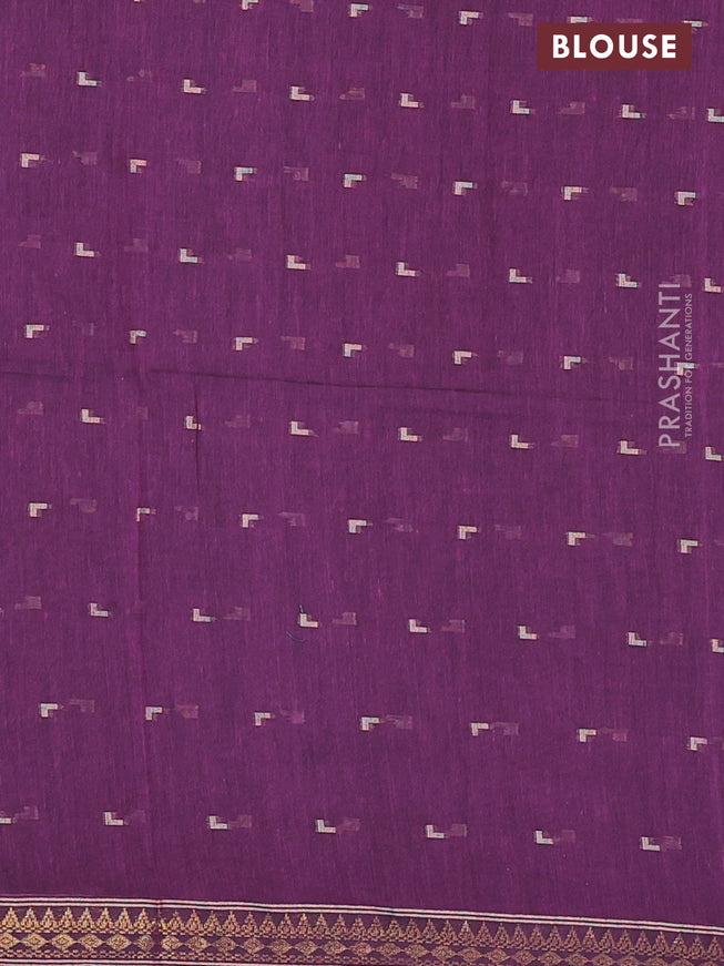 Bengal soft cotton saree magenta pink with thread woven buttas and zari woven border