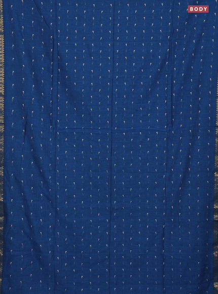 Bengal soft cotton saree cs blue with thread woven buttas and zari woven border