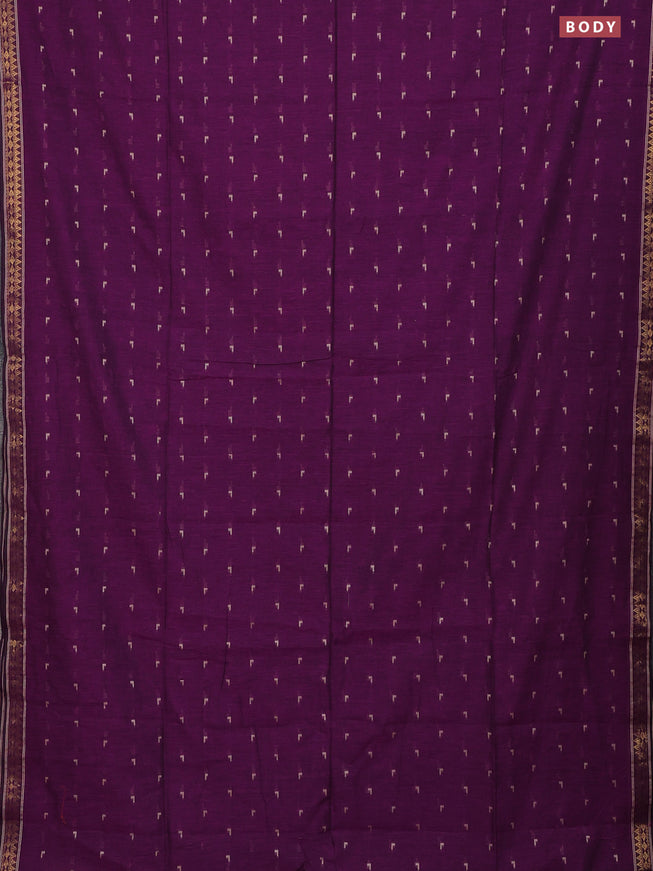 Bengal soft cotton saree purple with thread woven buttas and zari woven border