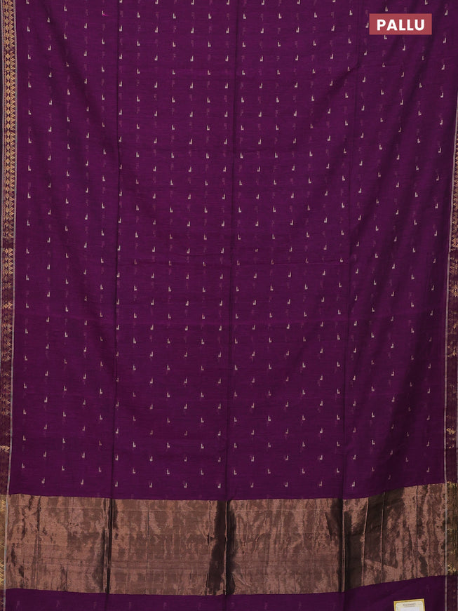 Bengal soft cotton saree purple with thread woven buttas and zari woven border
