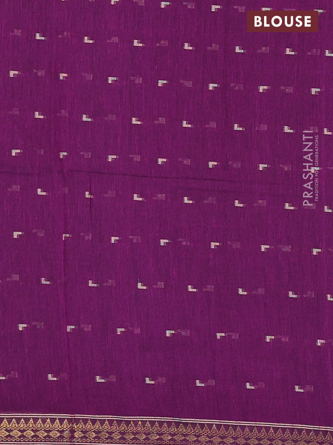 Bengal soft cotton saree purple with thread woven buttas and zari woven border
