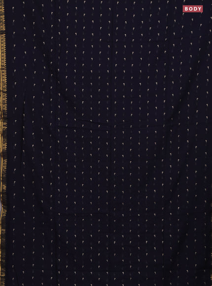 Bengal soft cotton saree navy blue with thread woven buttas and zari woven border