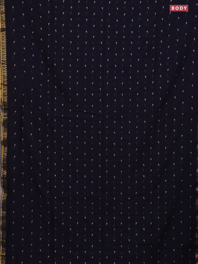 Bengal soft cotton saree navy blue with thread woven buttas and zari woven border