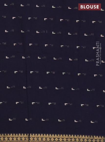 Bengal soft cotton saree navy blue with thread woven buttas and zari woven border