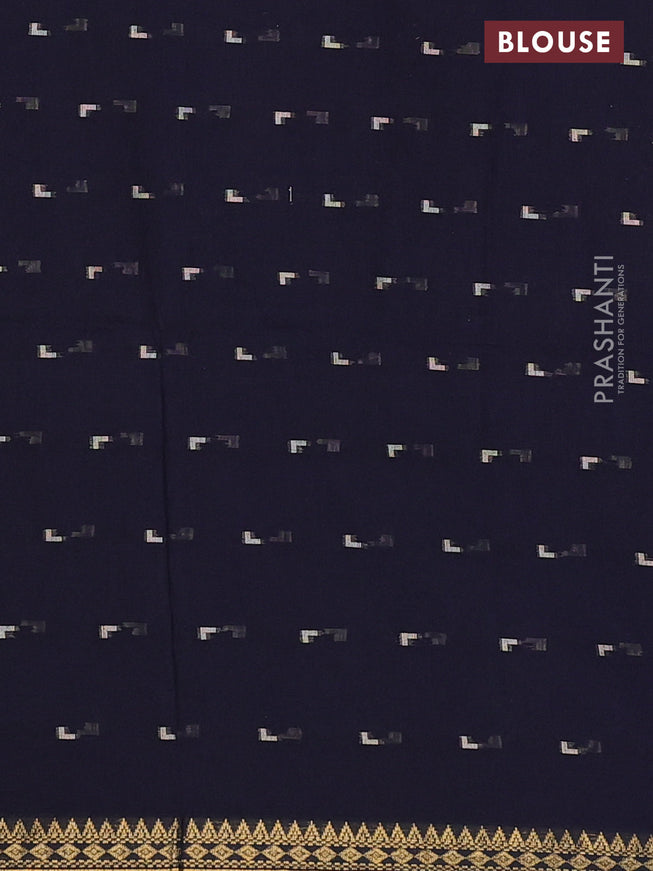 Bengal soft cotton saree navy blue with thread woven buttas and zari woven border