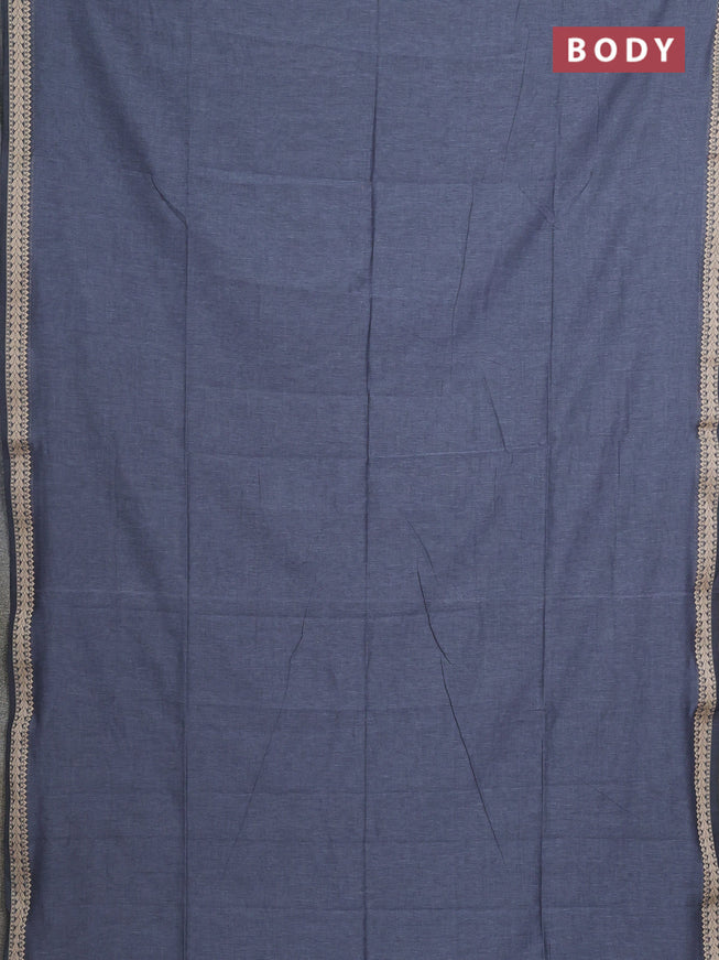 Bengal soft cotton saree grey with plain body and thread woven border
