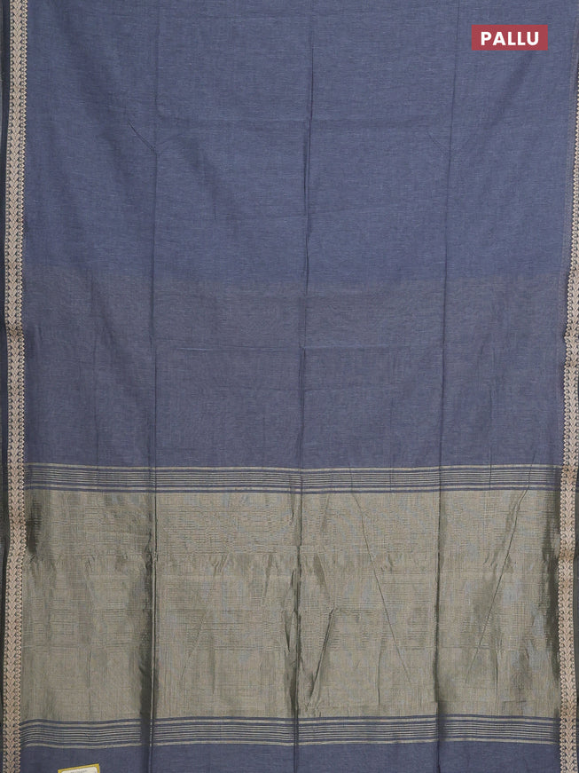 Bengal soft cotton saree grey with plain body and thread woven border