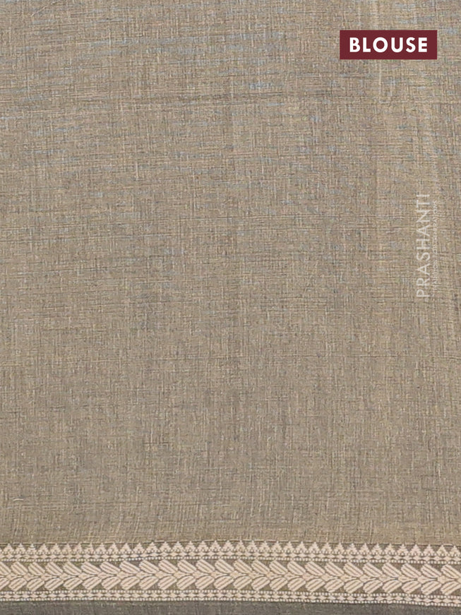 Bengal soft cotton saree grey with plain body and thread woven border