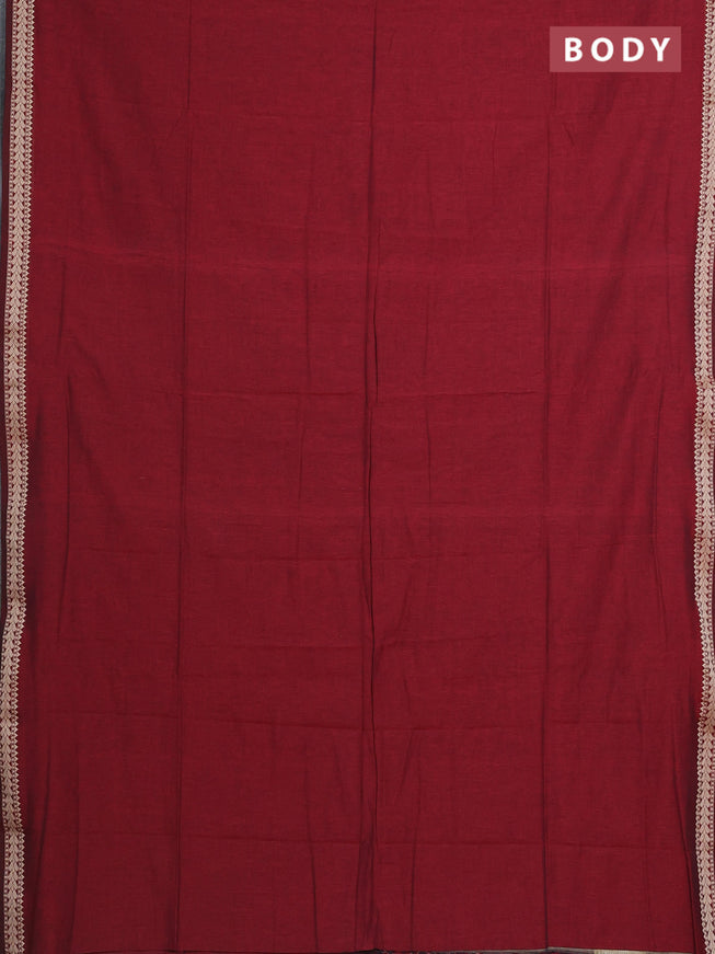 Bengal soft cotton saree maroon with plain body and thread woven border