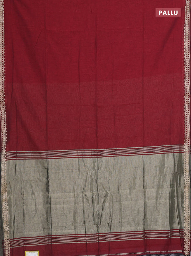Bengal soft cotton saree maroon with plain body and thread woven border