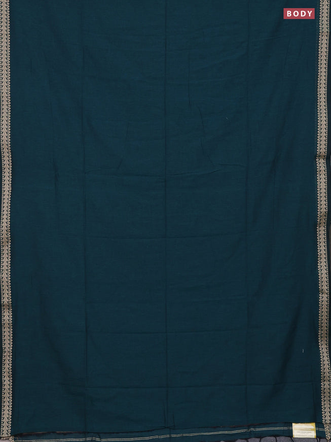 Bengal soft cotton saree peacock green with plain body and thread woven border