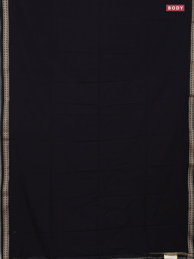 Bengal soft cotton saree black with plain body and thread woven border