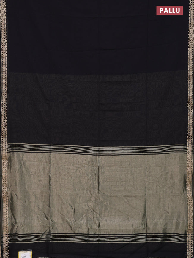 Bengal soft cotton saree black with plain body and thread woven border