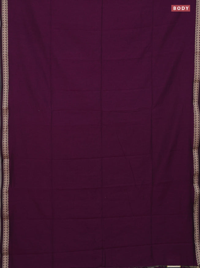 Bengal soft cotton saree deep wine with plain body and thread woven border