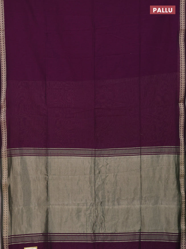 Bengal soft cotton saree deep wine with plain body and thread woven border