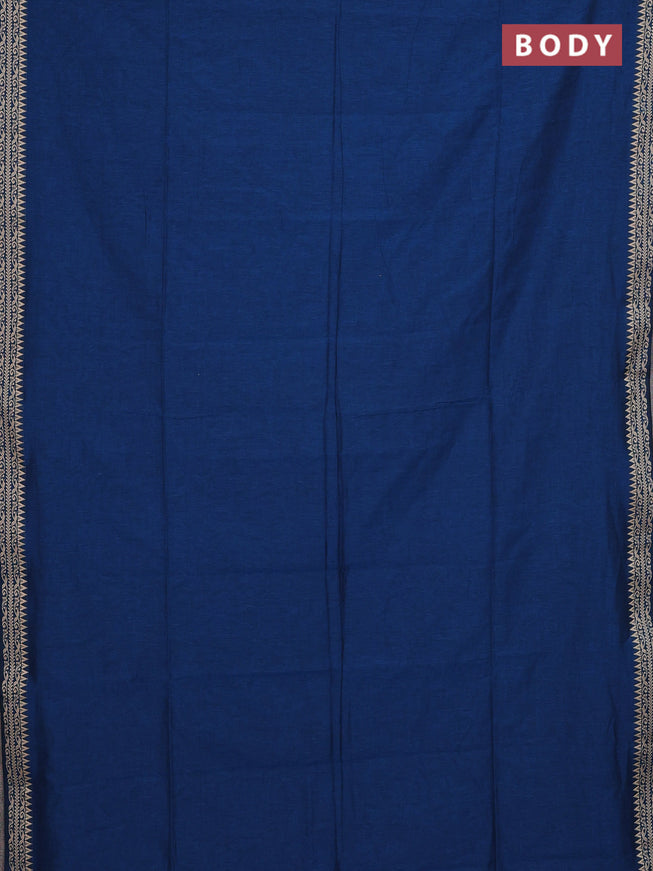 Bengal soft cotton saree cs blue with plain body and thread woven border