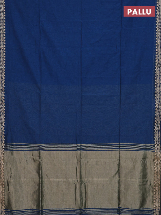 Bengal soft cotton saree cs blue with plain body and thread woven border