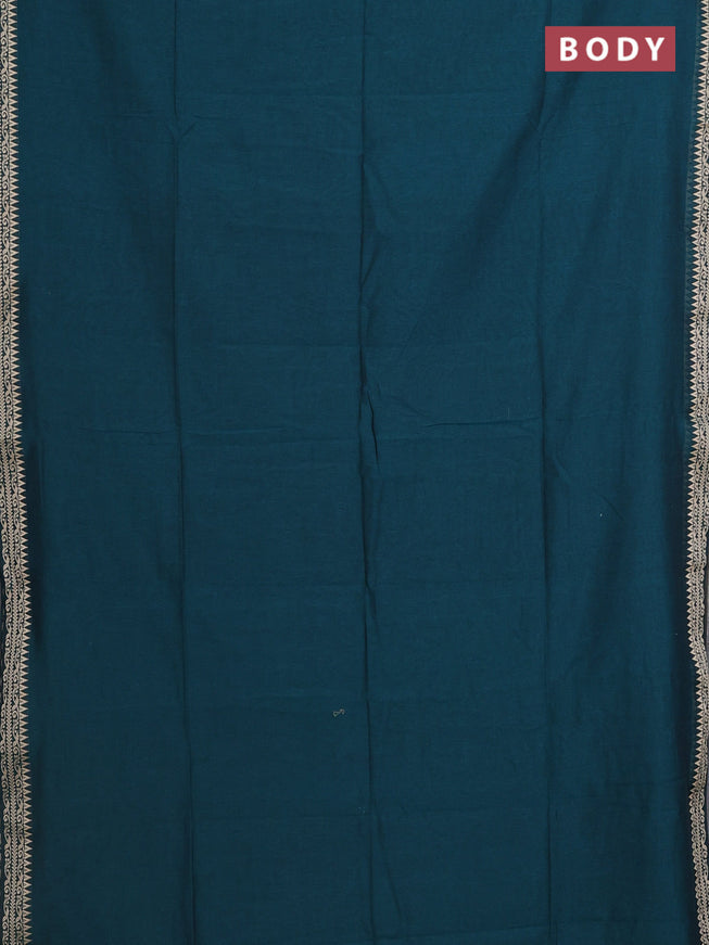Bengal soft cotton saree peacock green with plain body and thread woven border