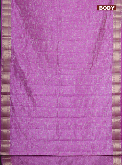 Semi raw silk saree lavender with allover prints and zari woven border